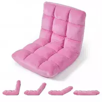 Promotions Grindų kėdė, 14 padėčių reguliuojama, sulankstoma atlošo kėdė, 98,5x49,5x14 cm, rožinė flanelė