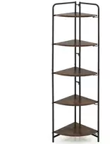 Promotions Kampinė lentyna 5 aukštų sulankstoma atvira vitrinos lentyna 34x34x151 cm ruda metalinė