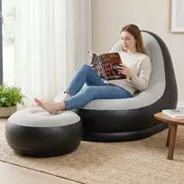 Lauko baldų komplektas Promotions Pripučiamas poilsio sofa su pufiku 104.1x127x90.2 cm pilka