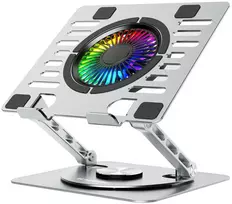 Wozinsky WDCX-X16-AS CoolBase RGB aušinimo stovas su 360° pasukimu nešiojamam ir planšetiniam kompiuteriui - sidabrinė
