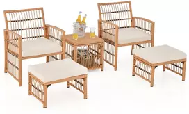 Lauko baldų komplektas Promotions Lauko pintas sofų komplektas 63.5x58.4x76.2 cm Natūralios pagalvėlės Lauko baldai
