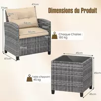 Lauko baldų komplektas Promotions Sodo baldų komplektas 3 dalių PE rotango kėdės ir kavos staliukas 67x64x77 cm Rudas rotangas