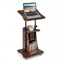 Šaldiklis Promotions Podium stovėjimo aukščio reguliuojamas nešiojamojo kompiuterio vežimėlis 54,6x39,4x69-120,7 cm rudas su saugojimo vieta