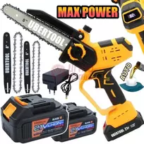 Grandininis pjūklas Akumuliatorinis grandininis genėjimo pjūklas UBERTOOL UB707 1200 W, 2 akumuliatoriai, 8"+6", LCD