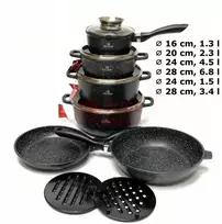 Akmens masės 12 dalių puodų rinkinys ZL-8528