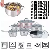 Nerūdijančio plieno 12 dalių puodų rinkinys ZL-8102