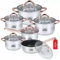 Nerūdijančio plieno 12 dalių puodų rinkinys ZL-8130