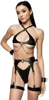 Seksualaus odinio apatinio trikotažo komplektas Leather Kitty