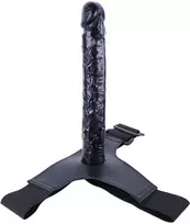 Varpos imitatorius Strap On Long Dildo, juoda
