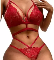 Seksualus nėriniuotas apatinio trikotažo rinkinys Raudona Lace Magic