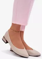 Vinceza Smėlio spalvos elegantiški bateliai ant žemo kulno