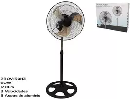 Juodas stovo ventiliatorius, 60 W, 3 greičiai, 45 cm skersmens, SUMMER ENJOY