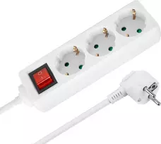 Prailgintuvas 3 lizdai 2m vokiško tipo su jungikliu (3x1.5mm) Rebel balta