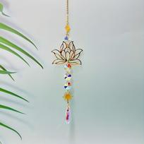 1pc Suncatcher Gardening Crafts Gold Lotus AB Colour Pendant Crystal Decoration Pendant