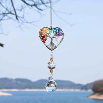 1pc Suncatcher Ornament Hanging Glass Suncatcher on Window, Crystal Heart Rainbow Tree Hanging, Garden, Outdoor Decoration