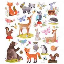 Lipdukas DallPrint Forest Animals, vaikiški, 17 cm, 15 cm įvairių spalvų