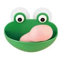 Lovely Frog Wall Suction Sponge Soap Drain Dish Rack Holder Bathroom Organizer žalia