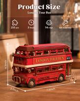 London Tour Bus 3D Wooden Puzzles Wood Model Toy Car to Build Crafts Collectibles Gifts for Boys Girls
