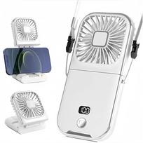 Sulankstomas rankinis ventiliatorius USB įkrovimas Skaitmeninis ekranas Lauko Mini Kaklo pakabinamas Power Bank ventiliatorius balta