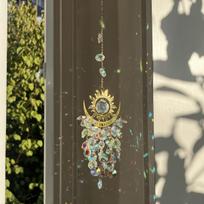 1pc garden set light ornaments flame moon sun crystal sun catcher wind chime hanging decorations hanging ornaments