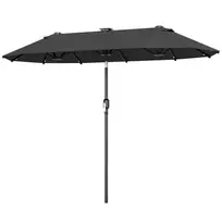 Dvigubas sodo skėtis su LED, reguliuojamu pasvirimo kampu, tamsiai pilkas 295x219cm
