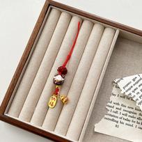 Phone Lanyard Maneki Neko Key Chain Ceramic Lucky Cat Phone Charm  Girls Style 5