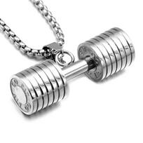 Strength Training Fitness Series Pendants Dumbbell Sports Necklace  Friends Birthday Gift sidabras