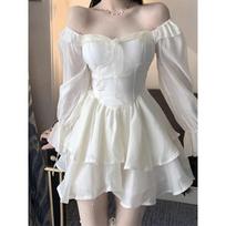 Gentle wind sweet dress fairy waist temperament niche princess short skirt spring S