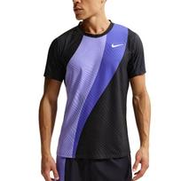 Nike Dri-FIT ADV Court Slam Drėgmę sugeriantys, tampri, kvėpuojantys, dryžuoti, slim fit, kasdieniniai, trumparankoviai marškinėliai vyrams Viršutiniai drabužiai IB0201-570 L
