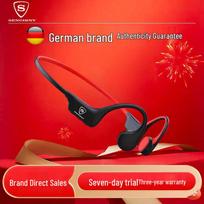 SENGIRNY Bone Conduction Bluetooth Sports Headphones IPX8 Waterproof Premium Edition juodai-raudona spalva