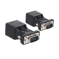 2 vnt VGA į RJ45 adapteris VGA kištukas į RJ45 adapteris Ethernet prievado keitiklis CAT5e CAT6 tinklo kabelis juoda