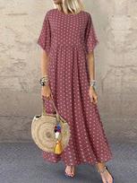 Summer hot sale new polka dot small fresh large size women's dress S rožinė