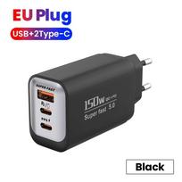 USB Type C 150W Charger USB QC3.0 Fast Charging Mobile Phone Charger Travel Adapter For iPhone 17 Samsung Xiaomi EU/UK Plug For EU Plug juoda