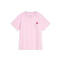 Li Ning X Disney Collaboration Marie Cat Series Cartoon Print Round Neck Short Sleeve T-Shirt Women Tops Cherry-Blossom-Pink AHST612-2 XL