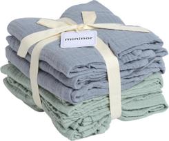 Mininor Global Aps Mininor Global - Organic Muslin Cloth - 6pcs Grey seal/Willow Green (10263)
