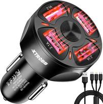 Mobilieji telefonai ir priedai // USB automobilių įkrovikliai // Ładowarka samochodowa 4x USB + kabel Xtrobb 19907