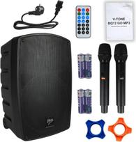 V-Tone BQ12 GO MP3 - active 8" battery-powered speaker with wireless microphone and remote control, black