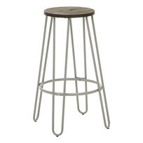 Pilkos spalvos/tamsios natūralios spalvos iš guobos masyvo baro taburetė (sėdynės aukštis 75 cm) District – Premier Housewares