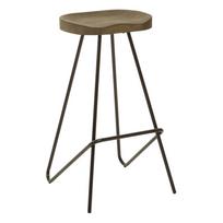 Juodos spalvos/natūralios spalvos iš guobos masyvo baro taburetė (sėdynės aukštis 78 cm) District – Premier Housewares