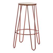 Natūralios spalvos/rožinio aukso spalvos iš guobos masyvo baro taburetė (sėdynės aukštis 75 cm) District – Premier Housewares