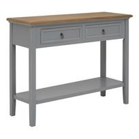 Pilkos spalvos iš paulovnijos masyvo konsolinis staliukas 34,5x99 cm Henley – Premier Housewares