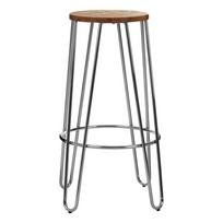 Sidabrinės spalvos/natūralios spalvos iš guobos masyvo baro taburetė (sėdynės aukštis 75 cm) District – Premier Housewares