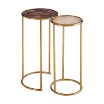 Apvalios formos šoniniai stalai 2 vnt. su akmens stalviršiu ø 31 cm Vita – Premier Housewares