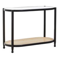 Juodos spalvos/natūralios spalvos konsolinis staliukas su stikliniu stalviršiu 49x100 cm Cebu – Premier Housewares