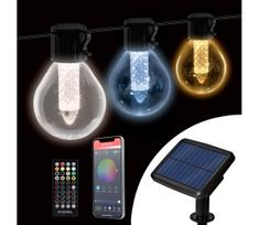 LED reguliuojama saulės girlianda 15xLED/1,5W/3,7/5V 2200 mAh 9 m IP65 juoda + nuotolinis pultas