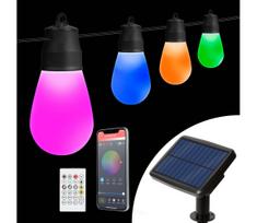 LED RGBIC saulės girlianda 15xLED/1,3W/3,7V 2200 mAh 8 m IP65 juoda + nuotolinio valdymo pultas
