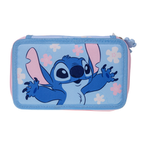 Stor - Stitch Filled Double Pencil Case - 19.5 x 12.5 x 5 cm