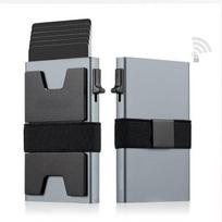 Minimalistinė aliuminio kortelių piniginė su iššokančiuoju mechanizmu, RFID ir NFC apsauga 151S