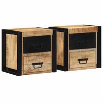 lovos spintelės 2 vnt 40x35x40cm masyvo neapdoroto medžio mango