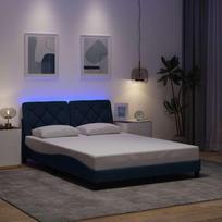 Lovos rėmas su LED, be čiužinio, mėlynas, 140x190 cm, audinys